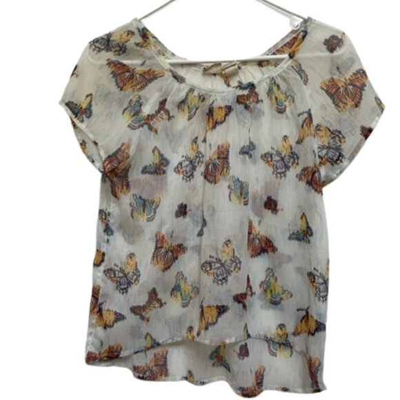 Mudd diaphanous butterfly top with cap sleeves - Picture 1 of 7